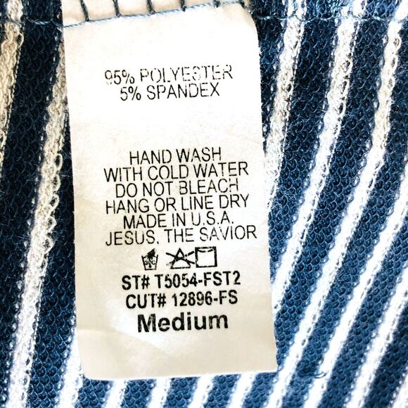 Reborn J Medium Blue Gray Stripe Ruffle Sleeve Top - Picture 4 of 5